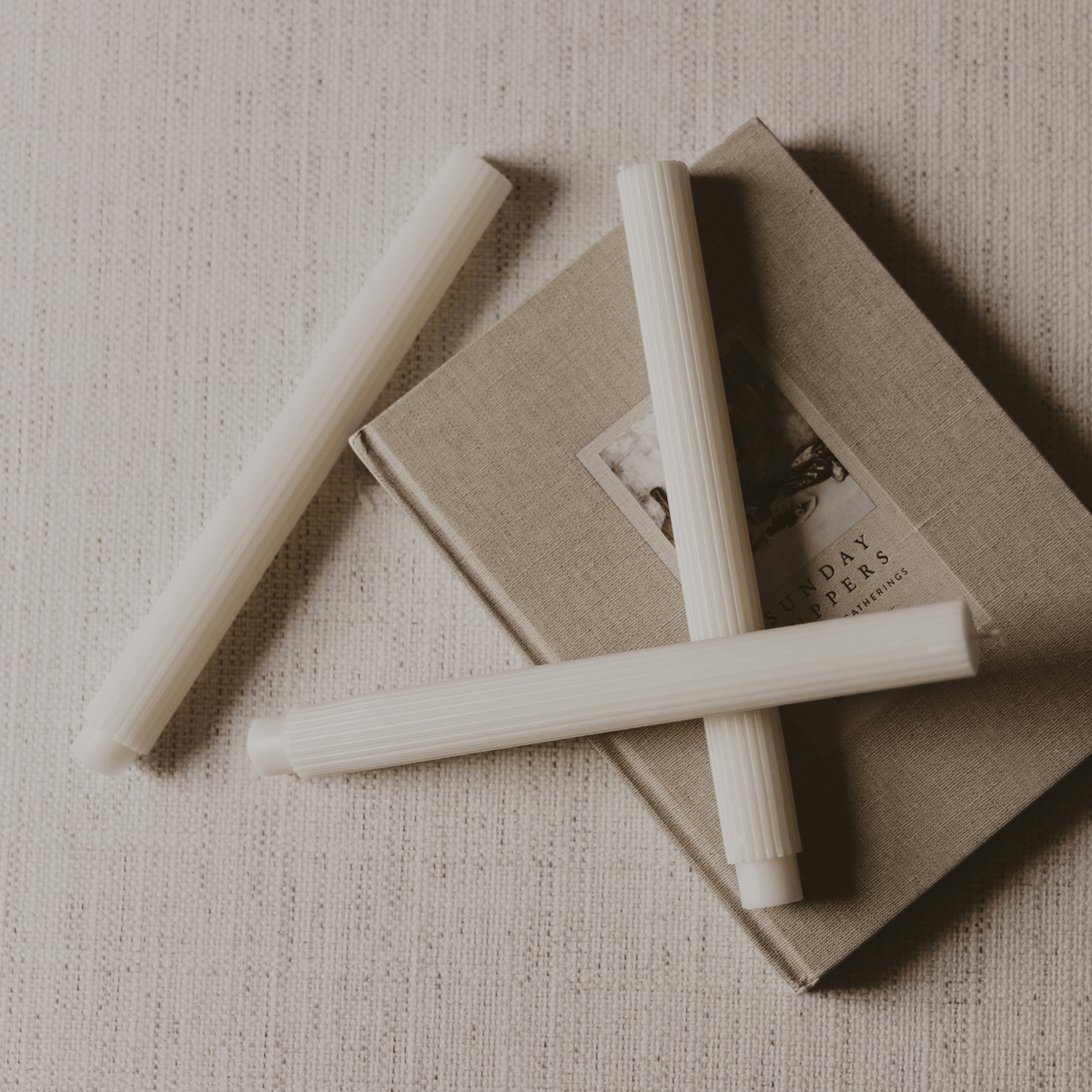 Fluted Taper Candles - Set of 3 | Sweet Water Decor