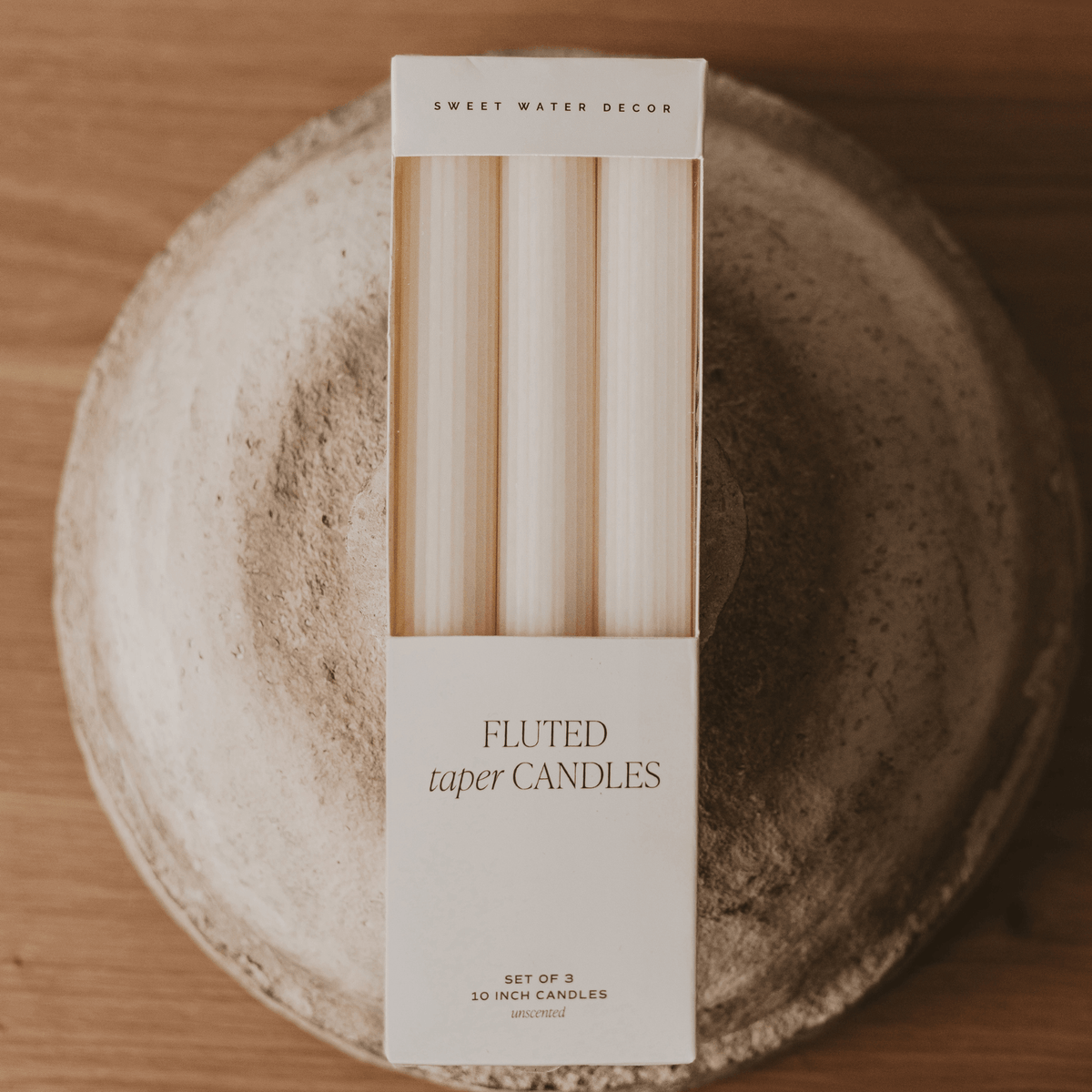 Fluted Taper Candles - Set of 3 | Sweet Water Decor