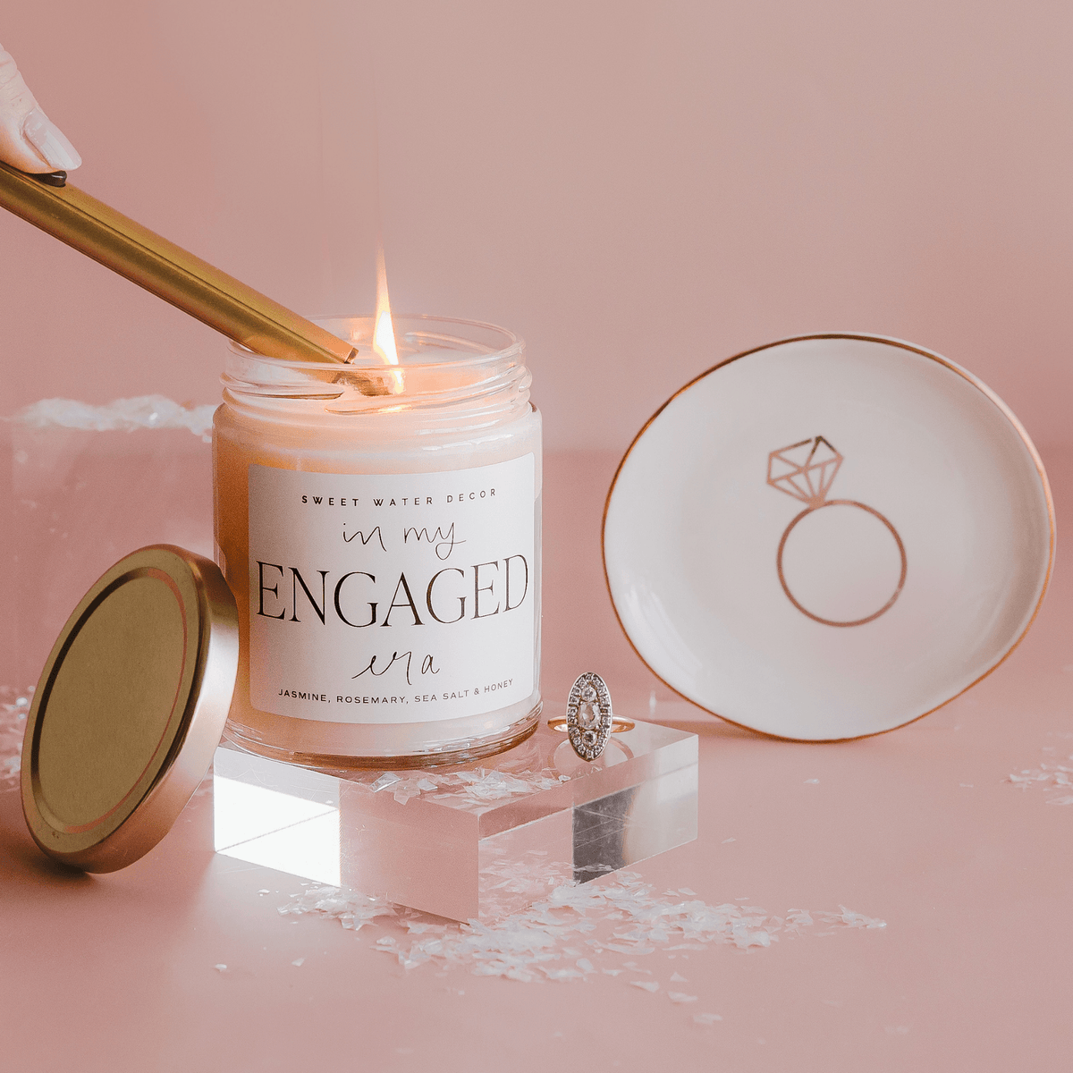 In My Engaged Era Soy Candle - Clear Jar - 9 oz (Wildflowers and Salt) | Sweet Water Decor