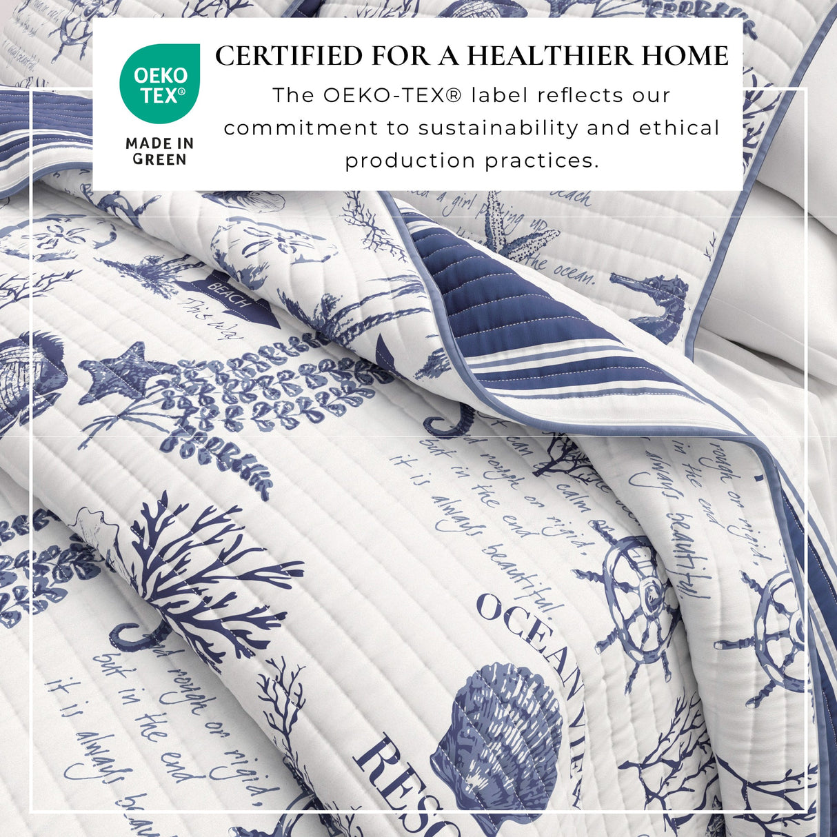 Coastal Printed Cotton Quilt Set - Calypso Collection