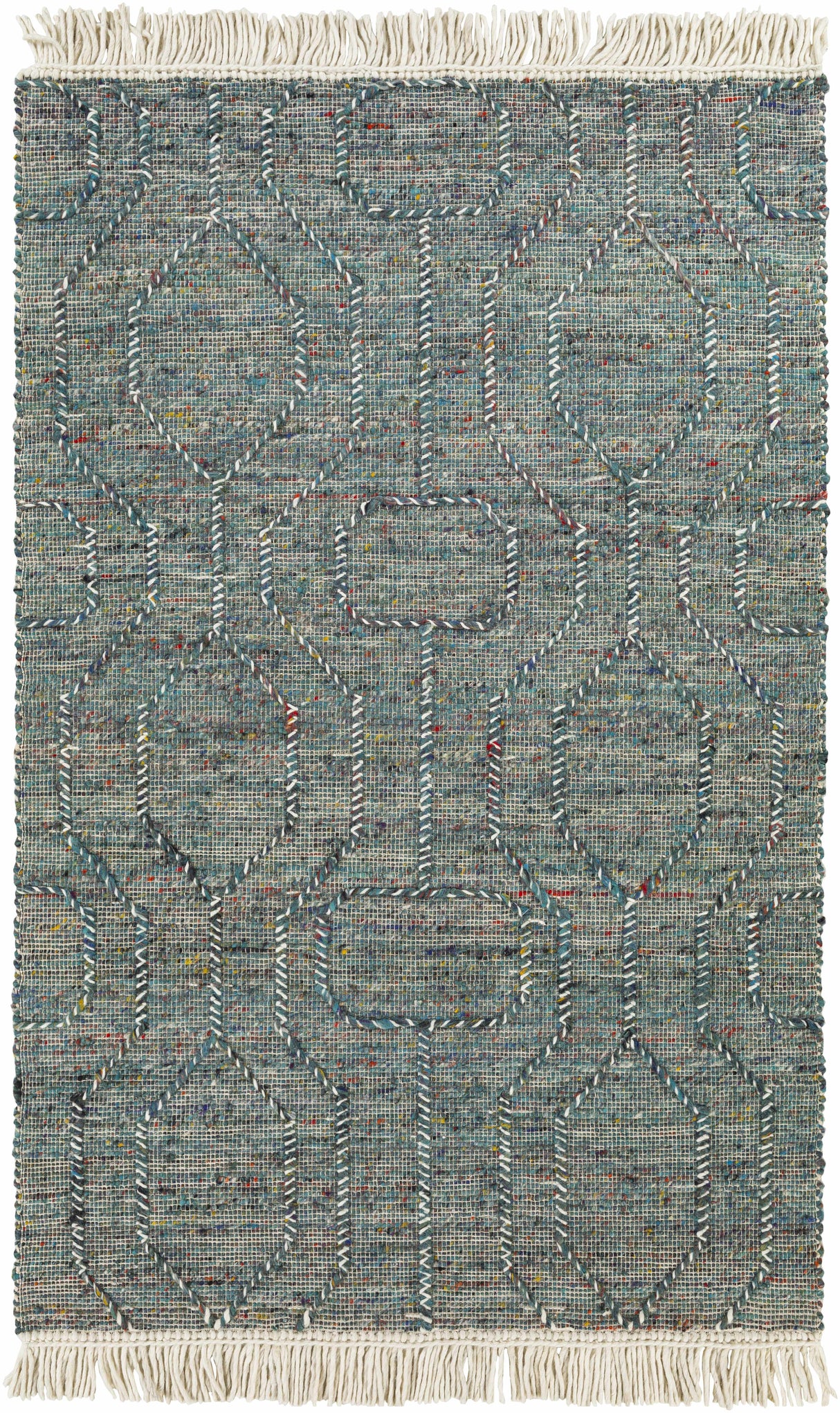Dark Blue Takaungu Wool Blend Braided Tassel Area Rug - Clearance