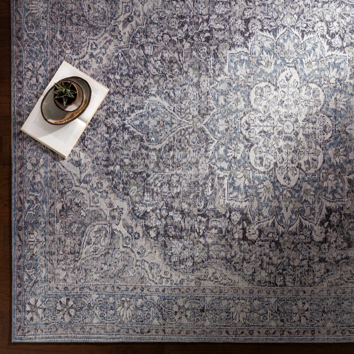 Tavas Blue Persian Style Washable Rug - Clearance