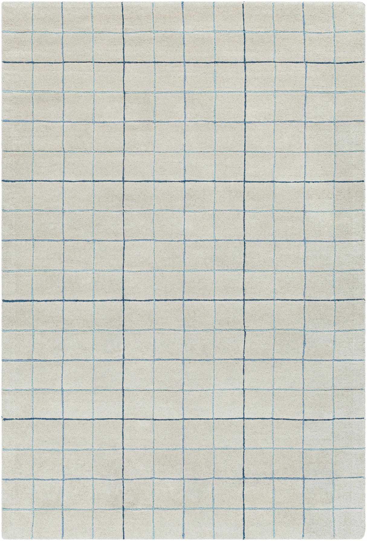 Toshi Beige Grid Wool Rug