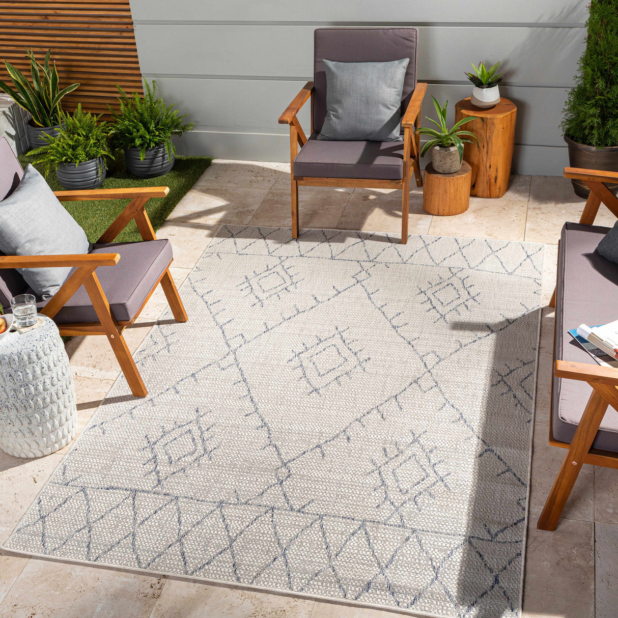 Marwood Gray&Blue Nordic Rug - Clearance