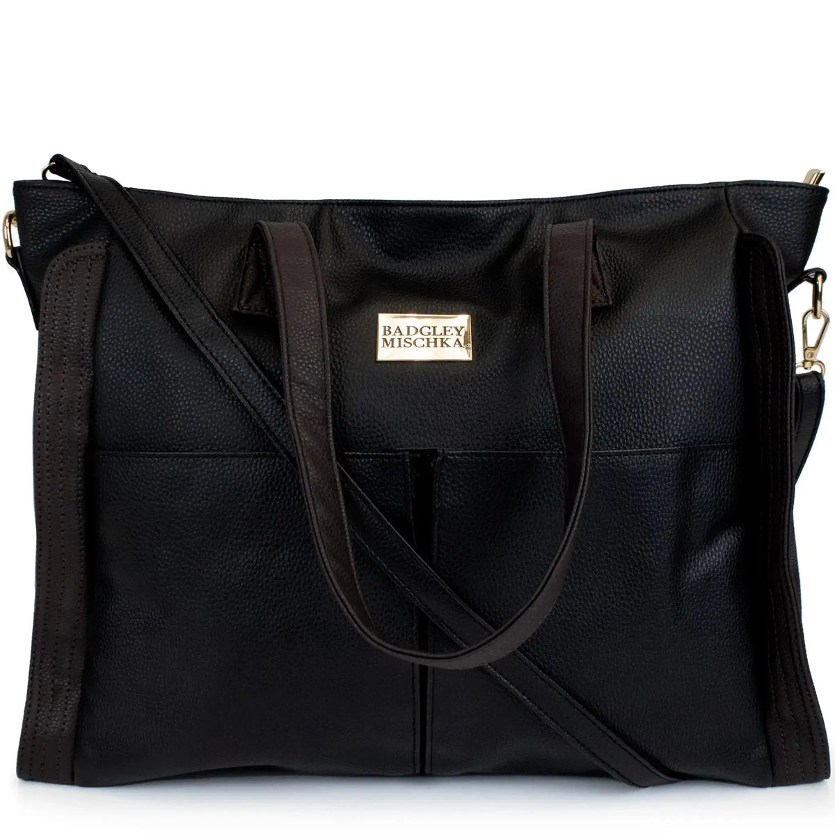 Rose Vegan Leather Weekender Tote Bag - Black | Travellty