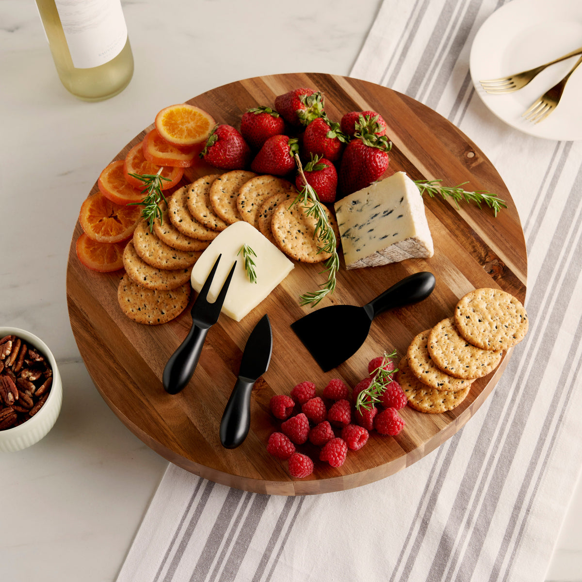 Twine Living Acacia Footed Cheese Board & Knife Set - view 4