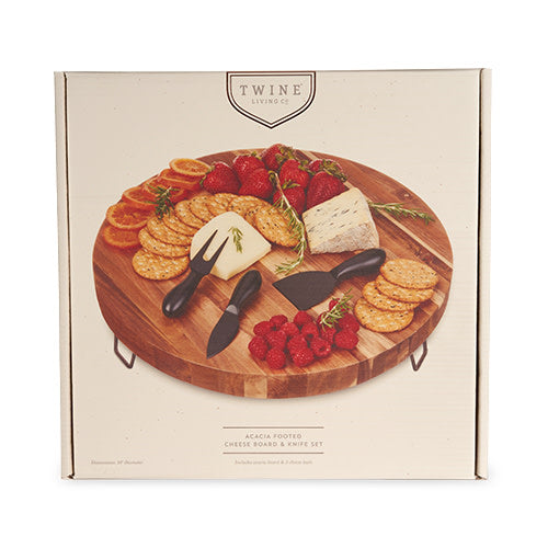 Twine Living Acacia Footed Cheese Board & Knife Set - view 7