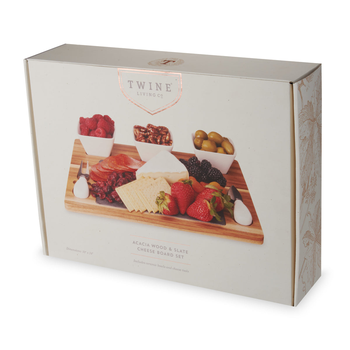 Twine Living Acacia & Slate Cheese Board Set with Ceramic Bowls - view 7