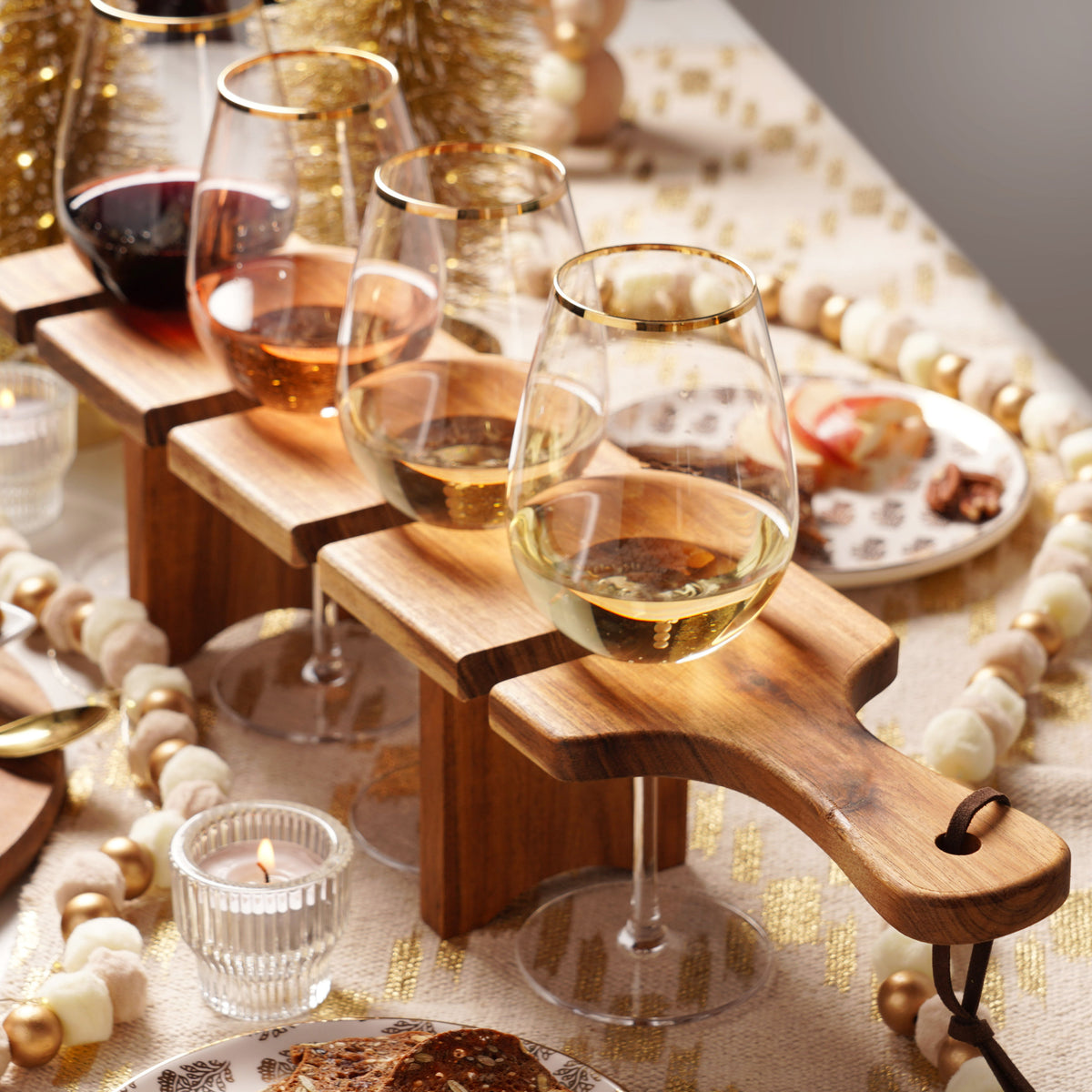 Twine Living Acacia Wine Flight Server
