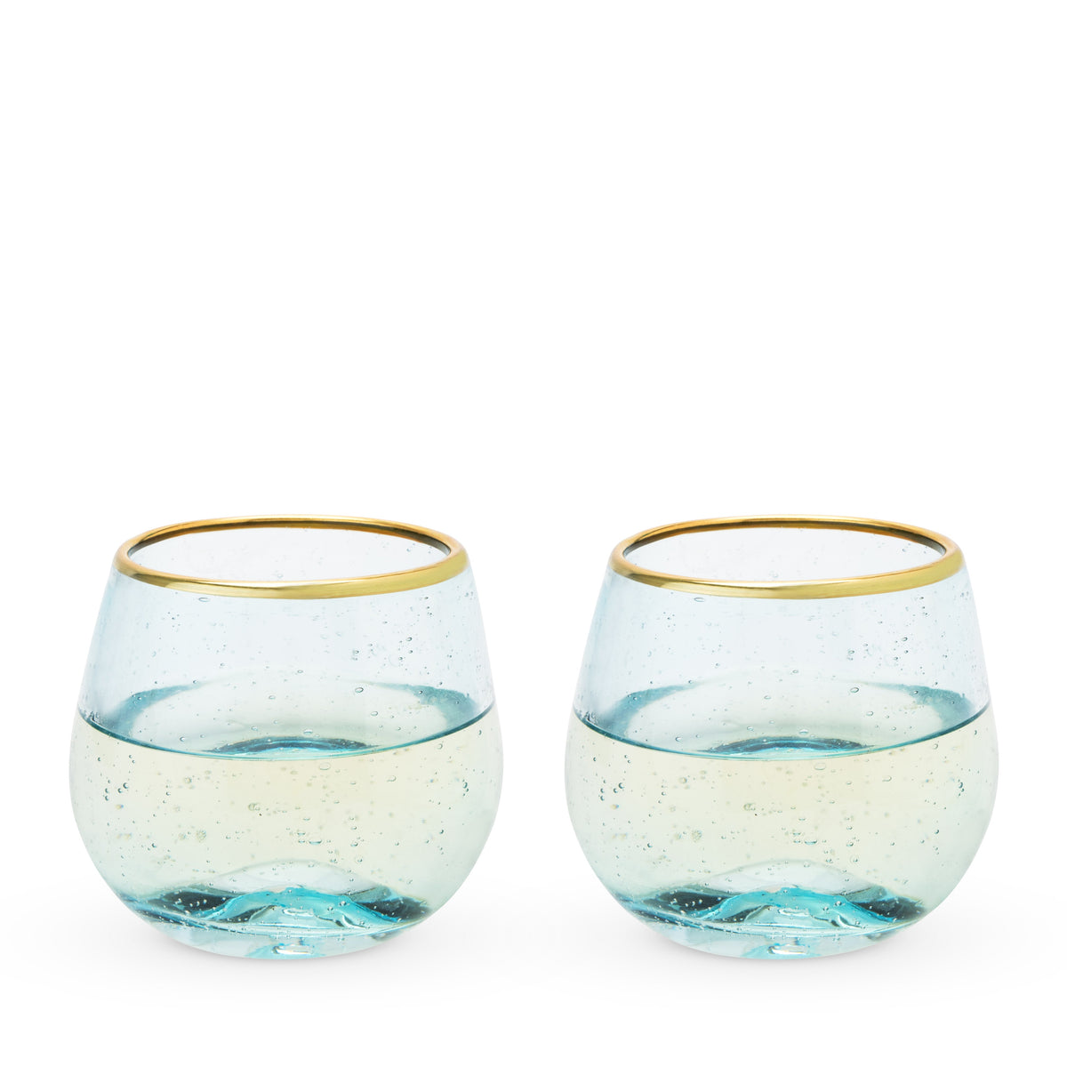 Twine Living Aqua Bubble Stemless Wine Glass Set - view 3