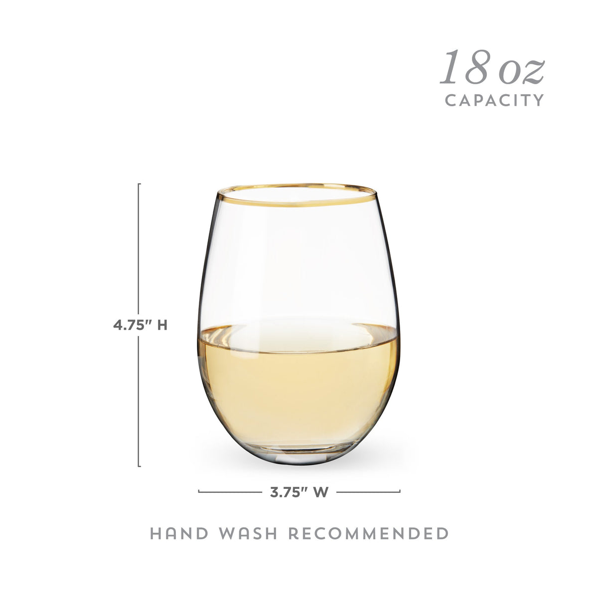 Twine Living Gilded Stemless Wine Glasses - view 6