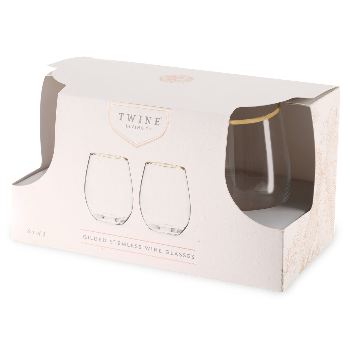 Twine Living Gilded Stemless Wine Glasses - view 7