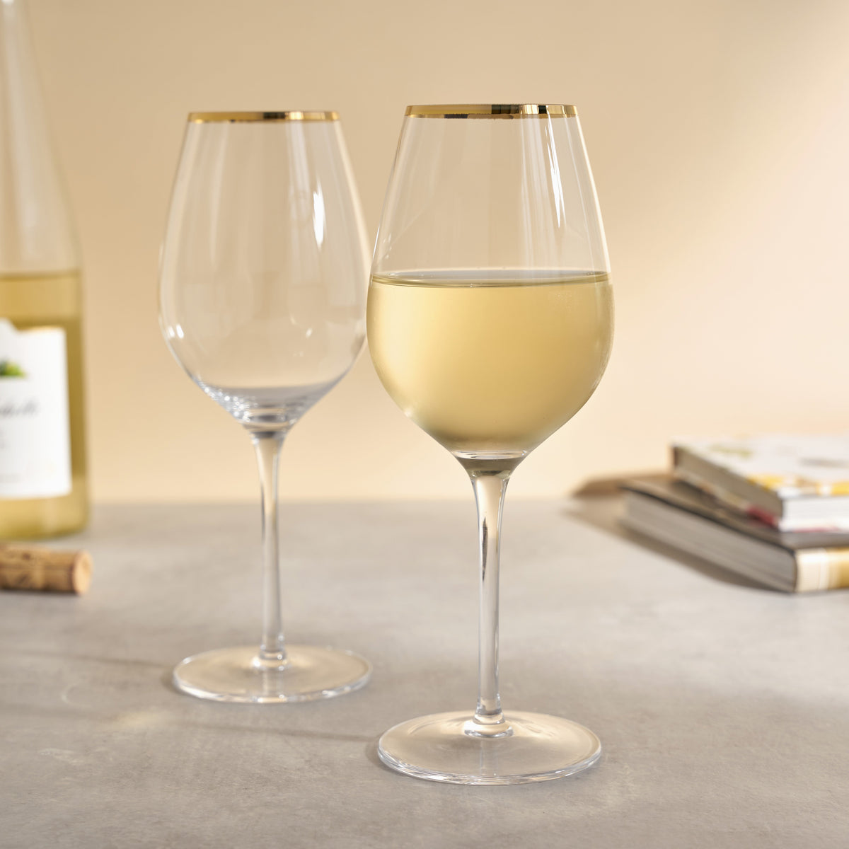 Twine Living Gilded Stemmed Wine Glasses - view 4