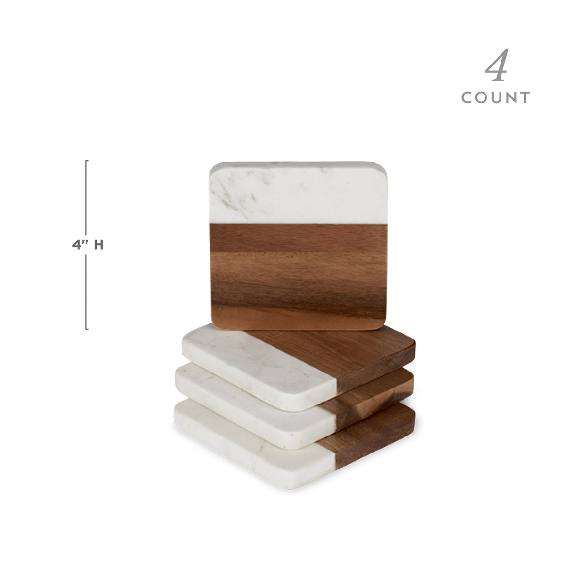 Twine Living Marble & Acacia Coaster Set - view 6