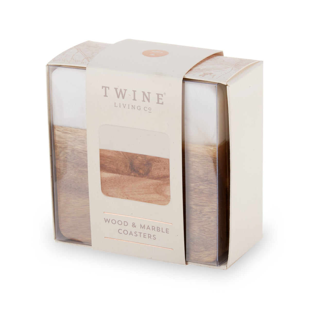 Twine Living Marble & Acacia Coaster Set - view 7