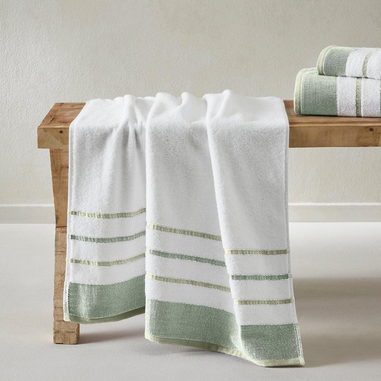 Decorative Cotton Stripe Bath Towel Set - Noelle Collection