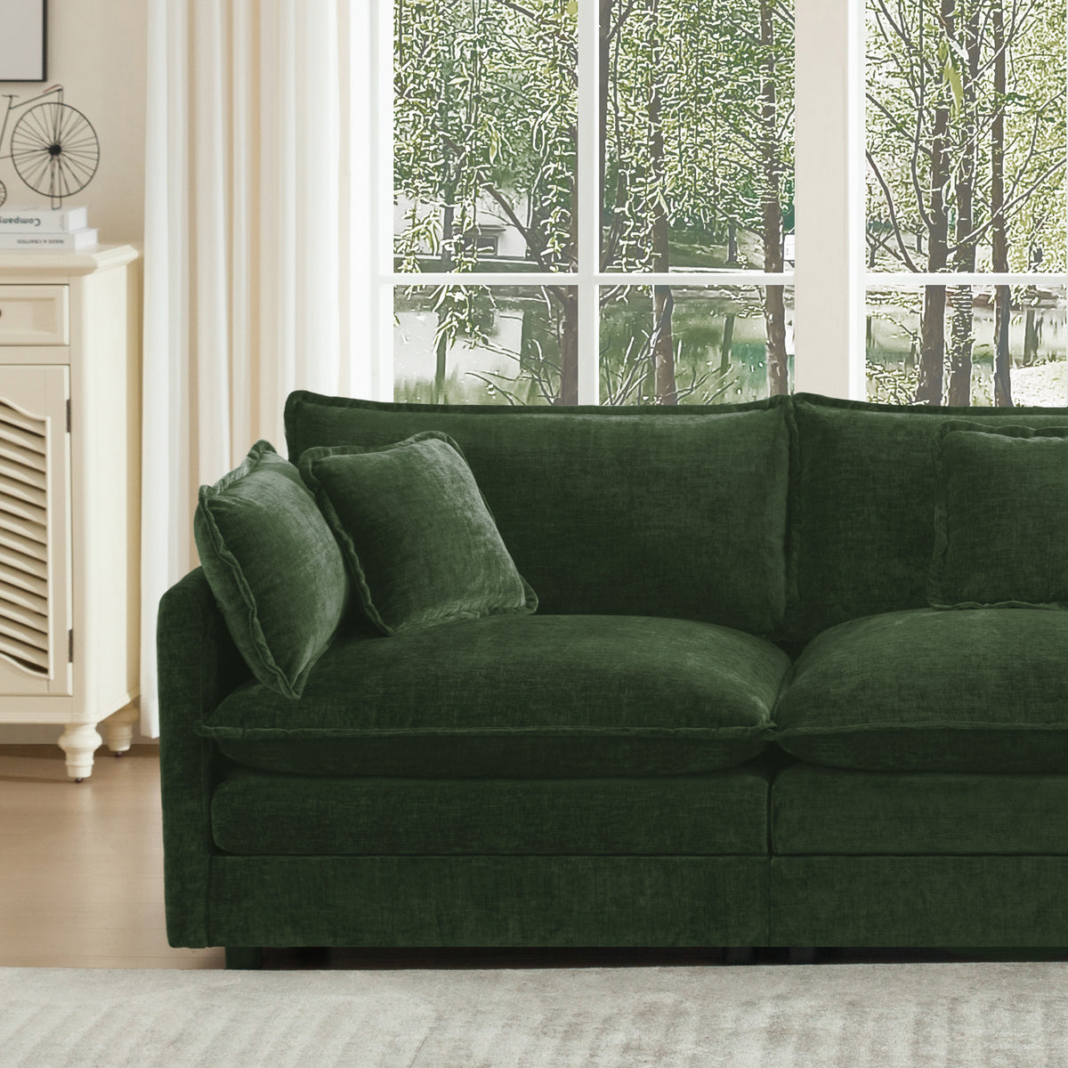 UI Furniture Modern Fabric Loveseat Sofa Couch with Deep Seat and 4 Pillows - view 7