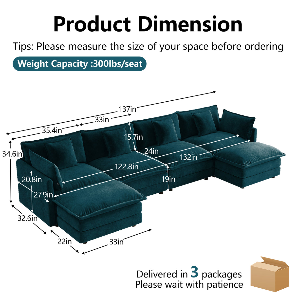 UI Furniture Oversized U-Shape Sectional Sofa - view 7