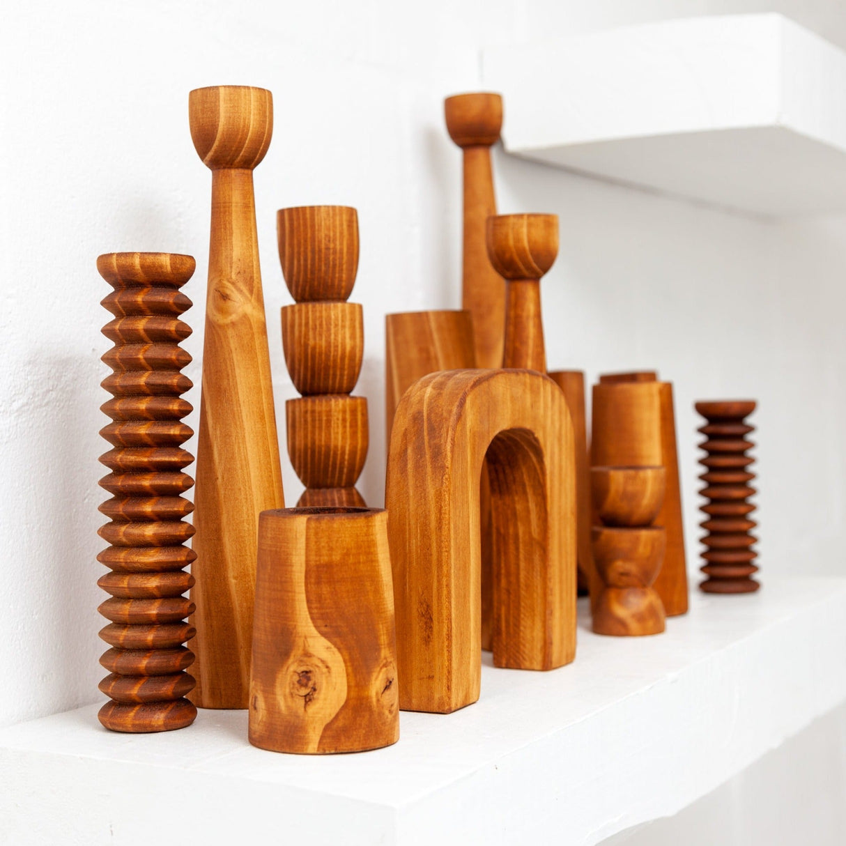 Abstract Wooden Tealight Totem Candle Holder