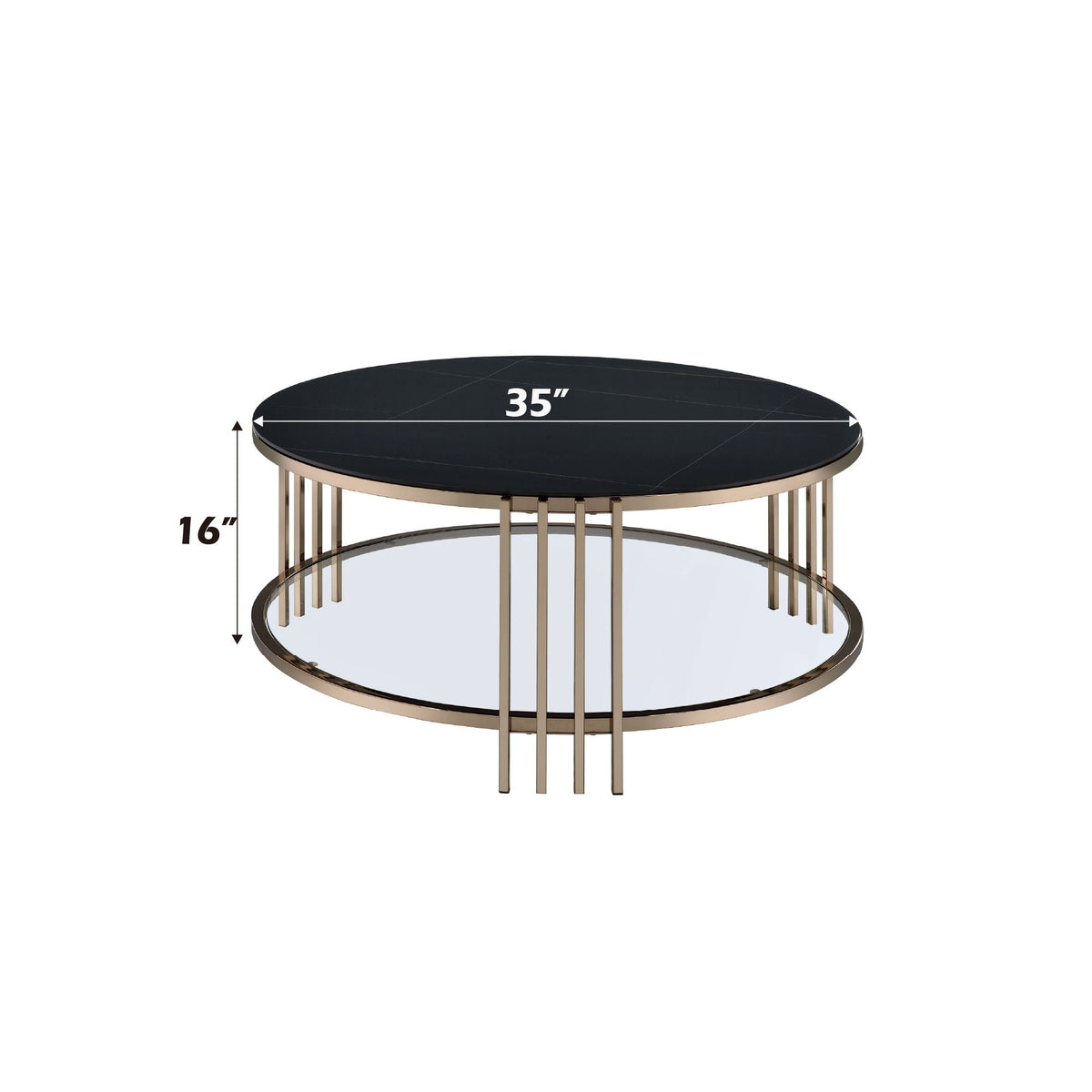 Urban Nest Abisha Sintered Stone Top Round Table with Lower Shelf