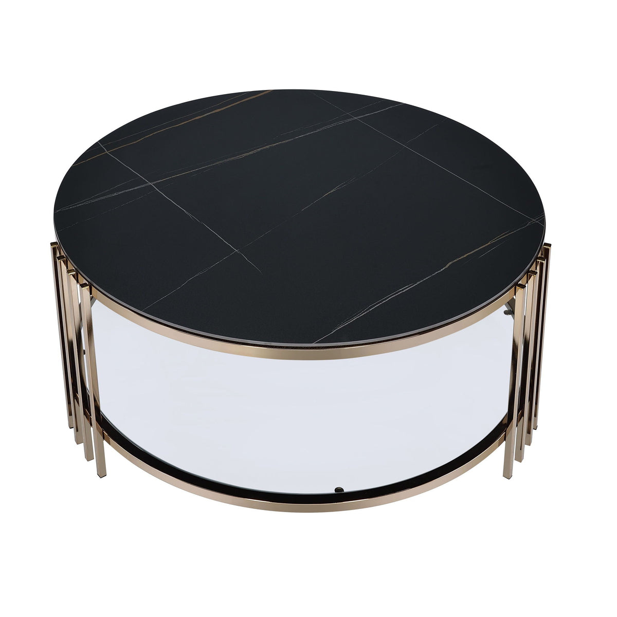 Urban Nest Abisha Sintered Stone Top Round Table with Lower Shelf - view 2