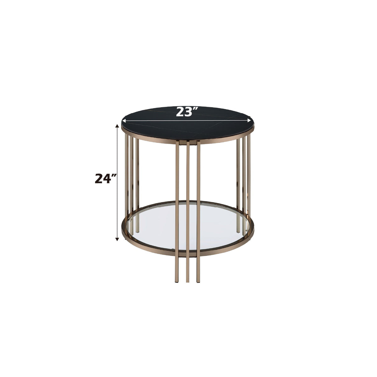 Urban Nest Abisha Sintered Stone Top Round Table with Lower Shelf - view 4