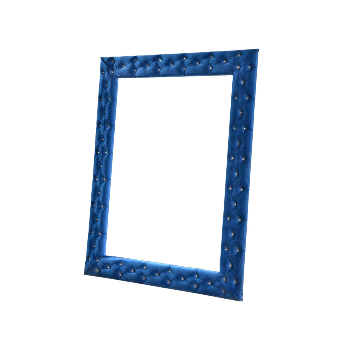 Urban Nest Blue Velvet Floor Mirror with Crystal Tufted Trim - view 2