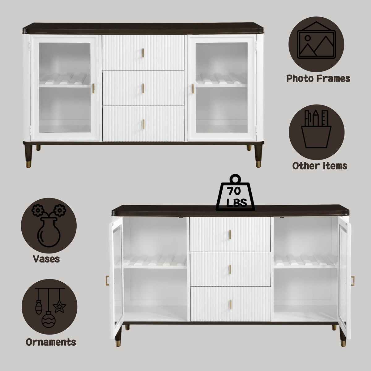 Carene - Server - Brown / White - Best Buy Furniture
