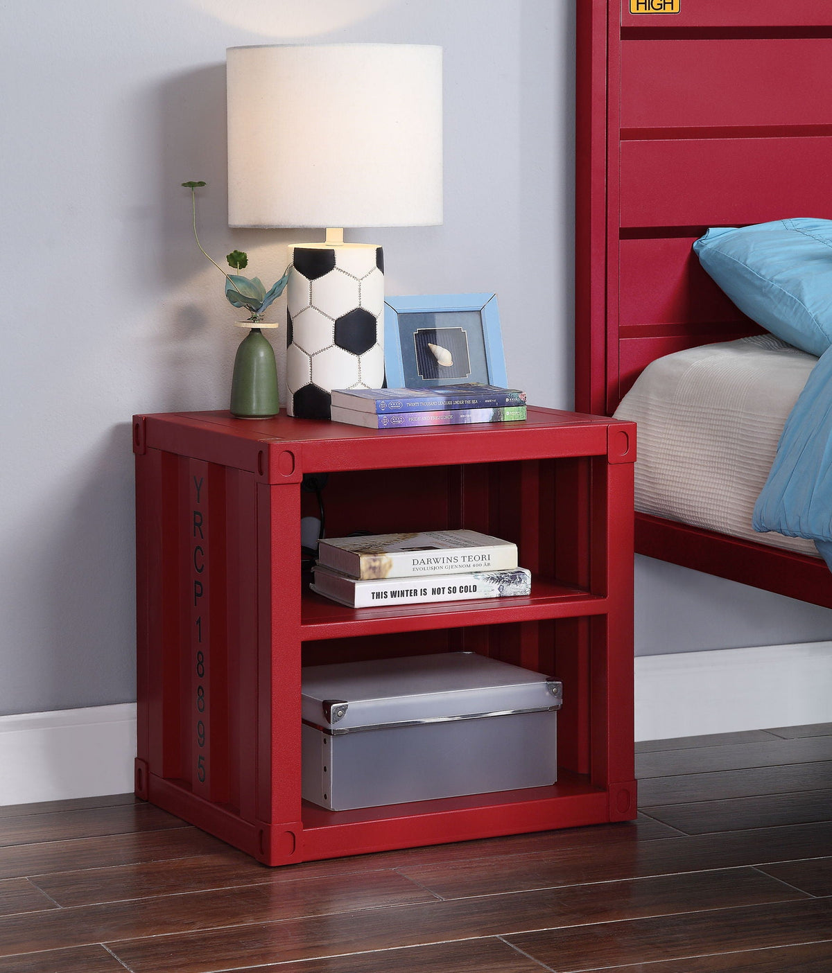 Urban Nest Cargo Nightstand With USB in Red