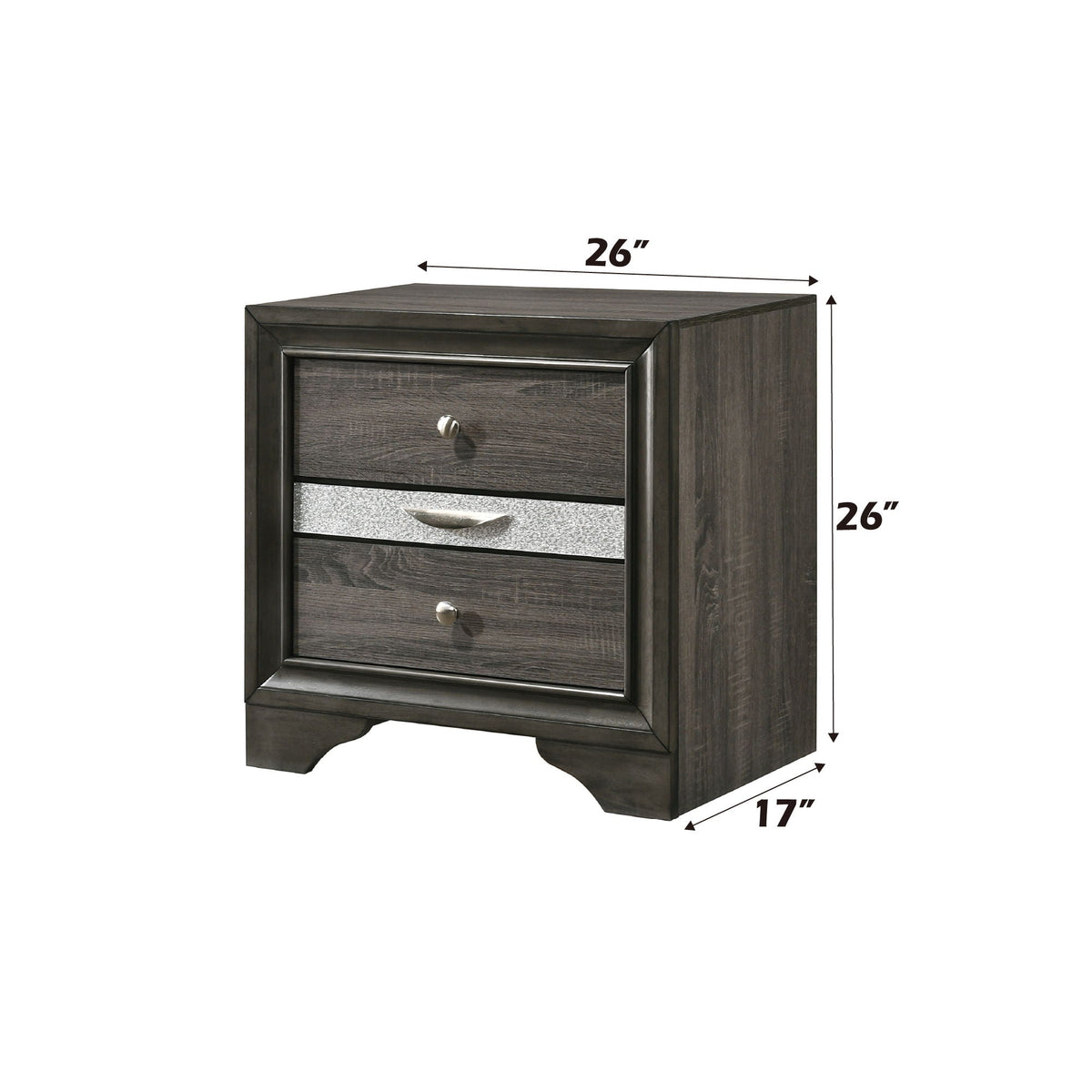 Urban Nest Chic Design Accent Nightstand with Felt-Lined Jewelry Drawer