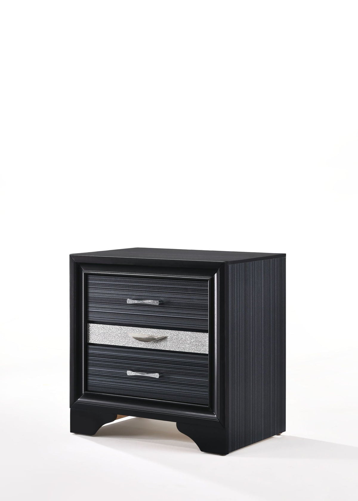 Urban Nest Chic Design Accent Nightstand with Felt-Lined Jewelry Drawer in Black
