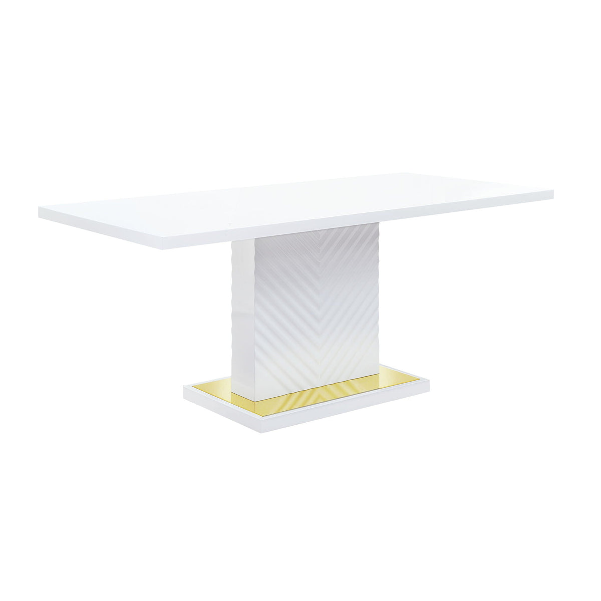 Urban Nest High Gloss Dining Table with Pedestal Base in White