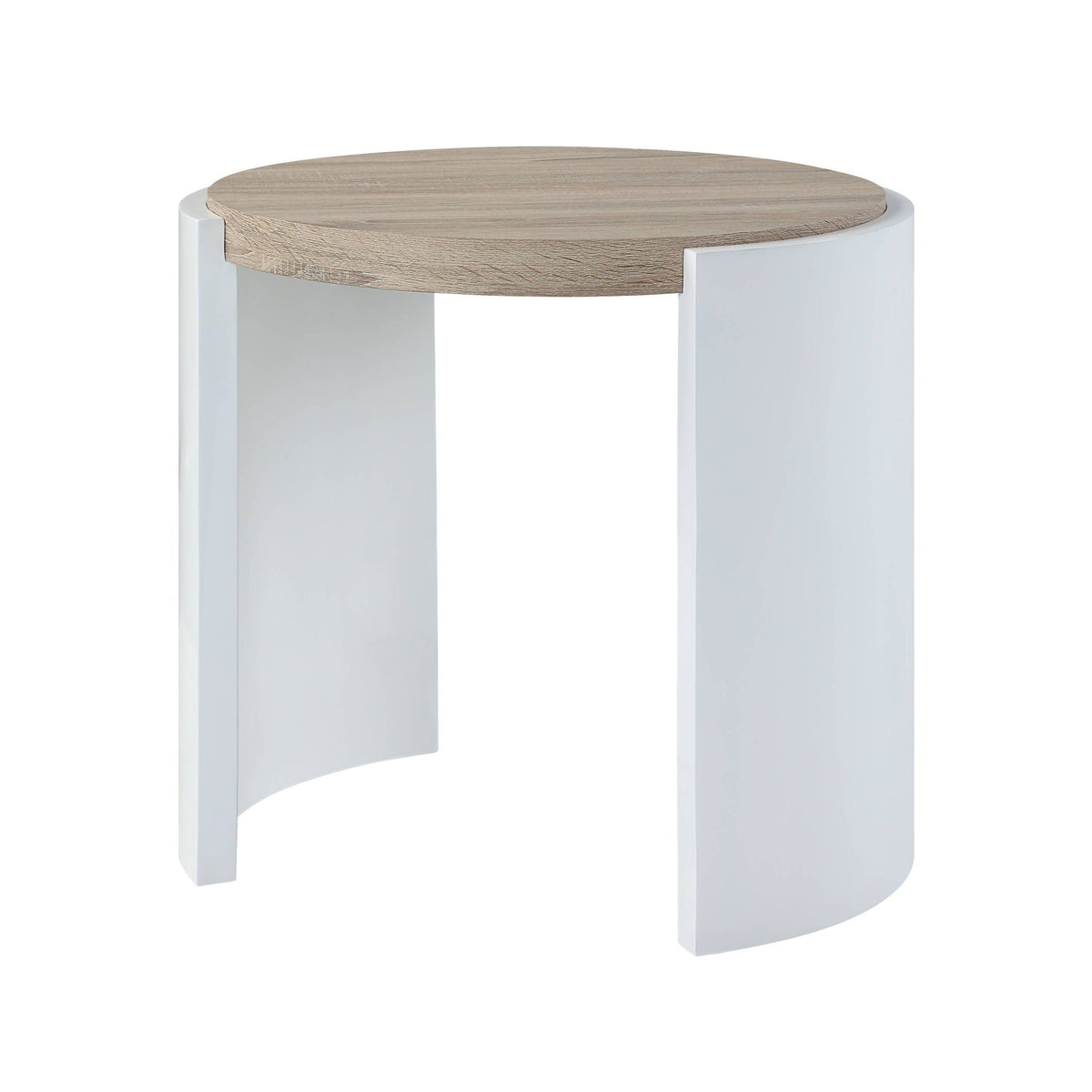 Urban Nest High Gloss End Table with Thick Tabletop in Light Brown