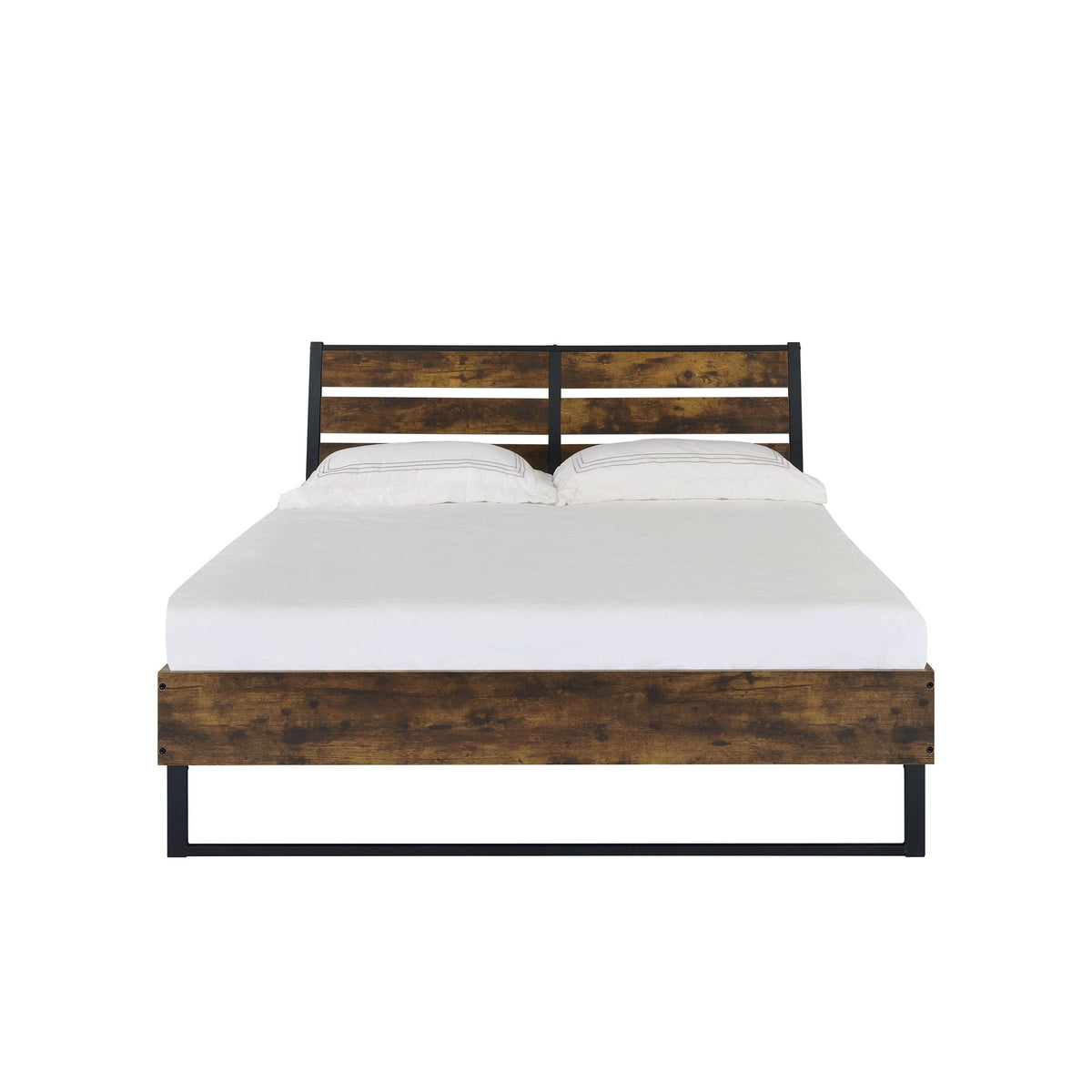 Urban Nest Juvanth Rustic Bed King Panel with Under Bed Storage Option in Dark Brown