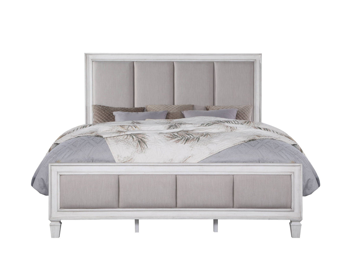 Urban Nest Katia Upholstered Bed with Plush Headboard in Gray