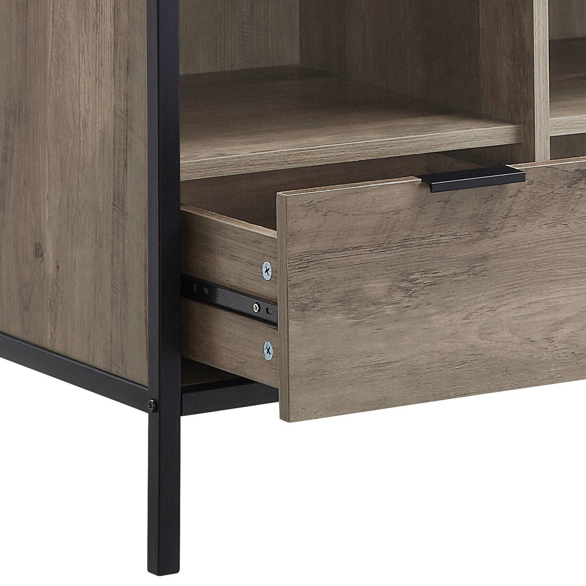 Urban Nest Light Brown Rustic TV Stand with Metal Frame