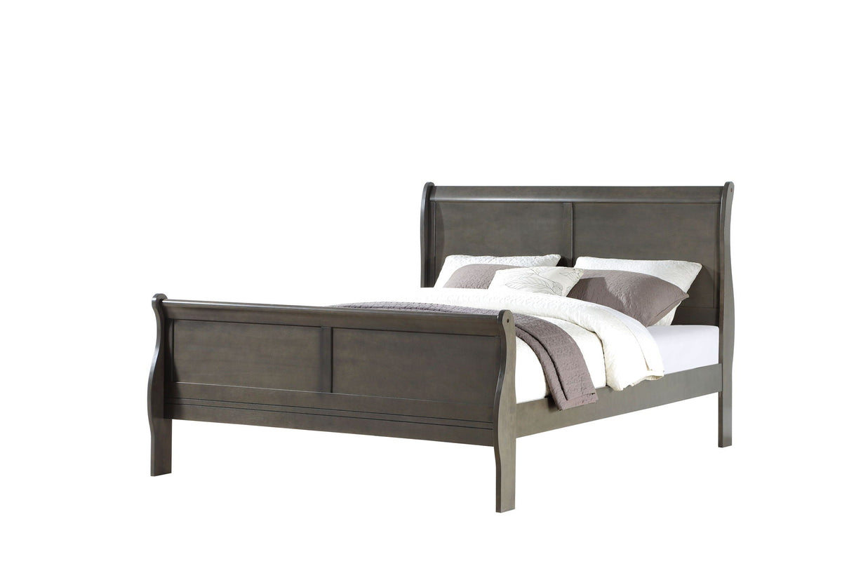 Urban Nest Louis Philippe Sleigh Style Bed with Classic Wood Construction