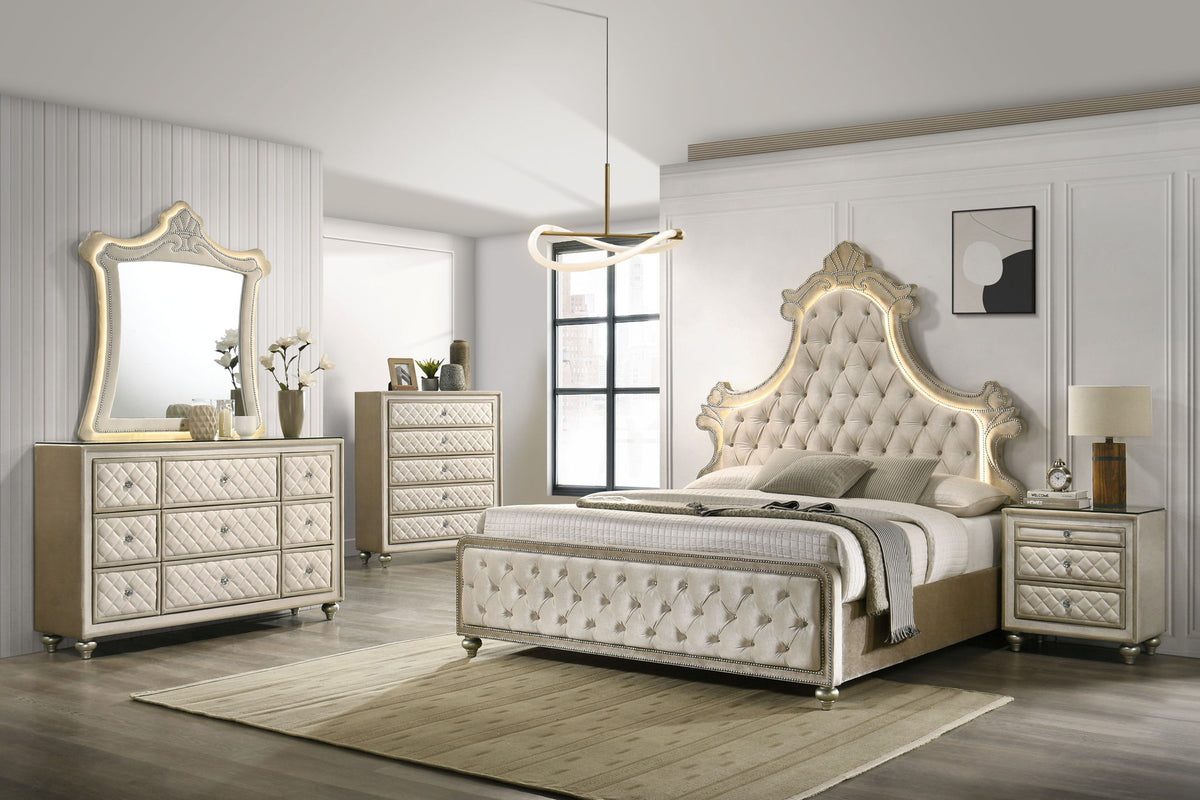 Urban Nest Lucienne Upholstered Bed with LED Lighting - view 2