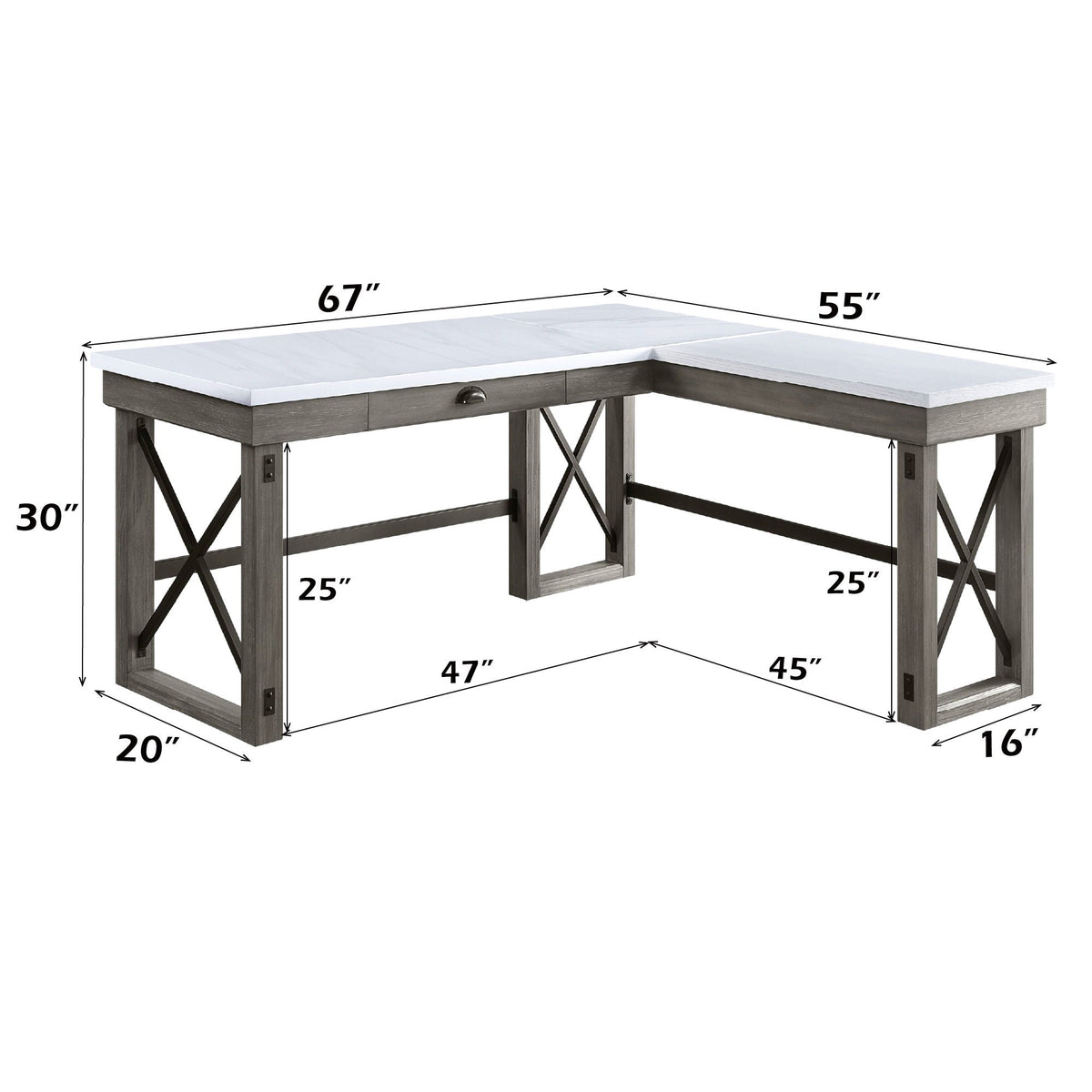 Urban Nest Marble Top Corner Desk with Lift Top Storage - view 2