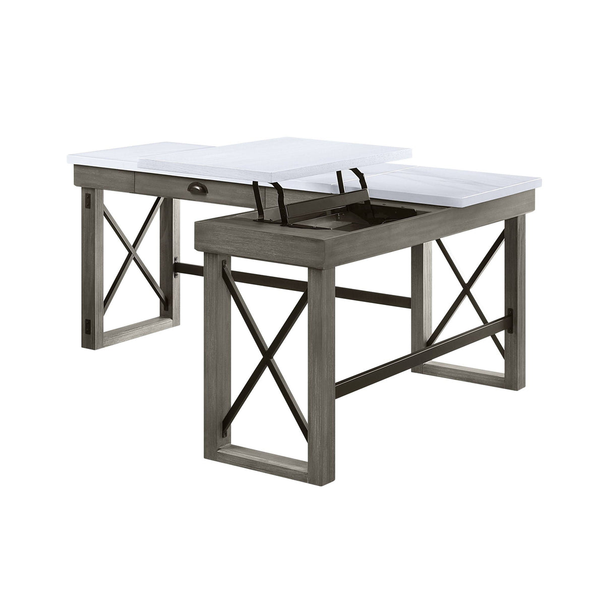 Urban Nest Marble Top Corner Desk with Lift Top Storage - view 3