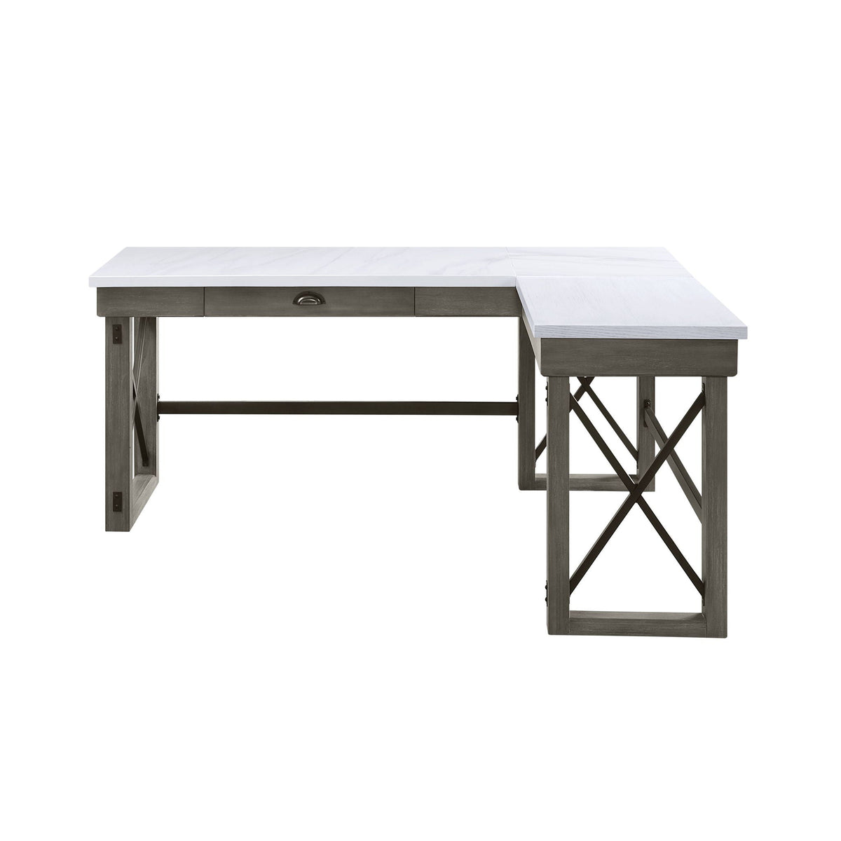 Urban Nest Marble Top Corner Desk with Lift Top Storage in White