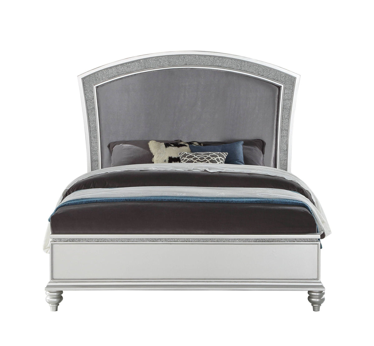 Urban Nest Maverick Panel Bed with Rhinestone Inlay in Gray