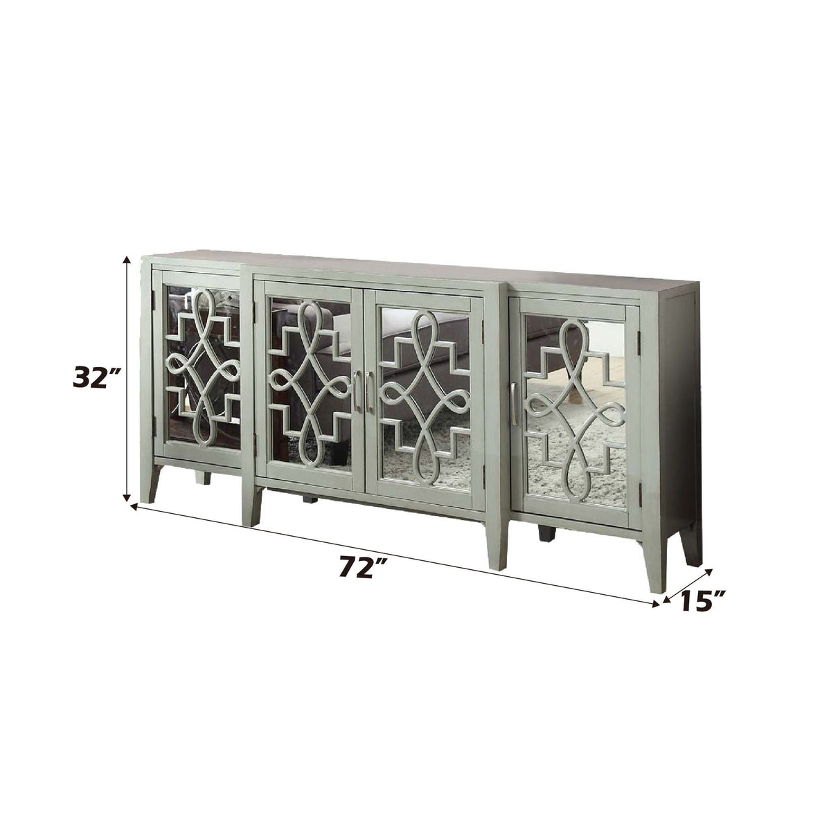 Urban Nest Mirrored Accent Console Cabinet with Solid Wood Legs - view 2