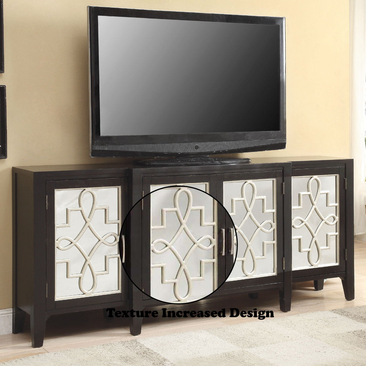 Urban Nest Mirrored Accent Console Cabinet with Solid Wood Legs - view 3