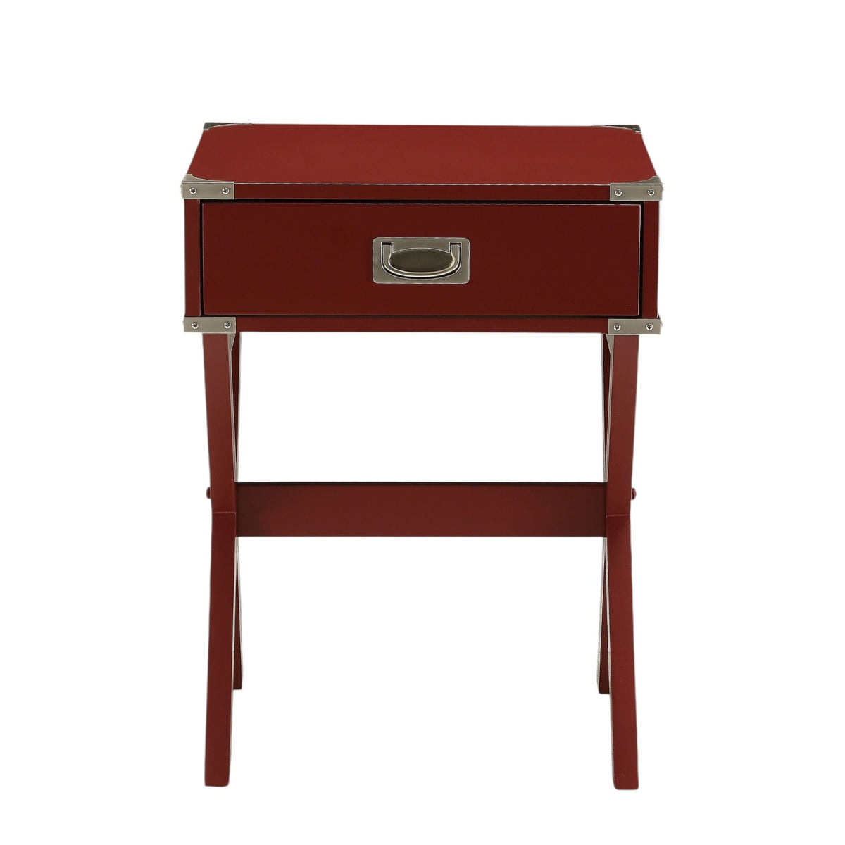 Urban Nest Modern Wood Accent Nightstand with Drawer in Red
