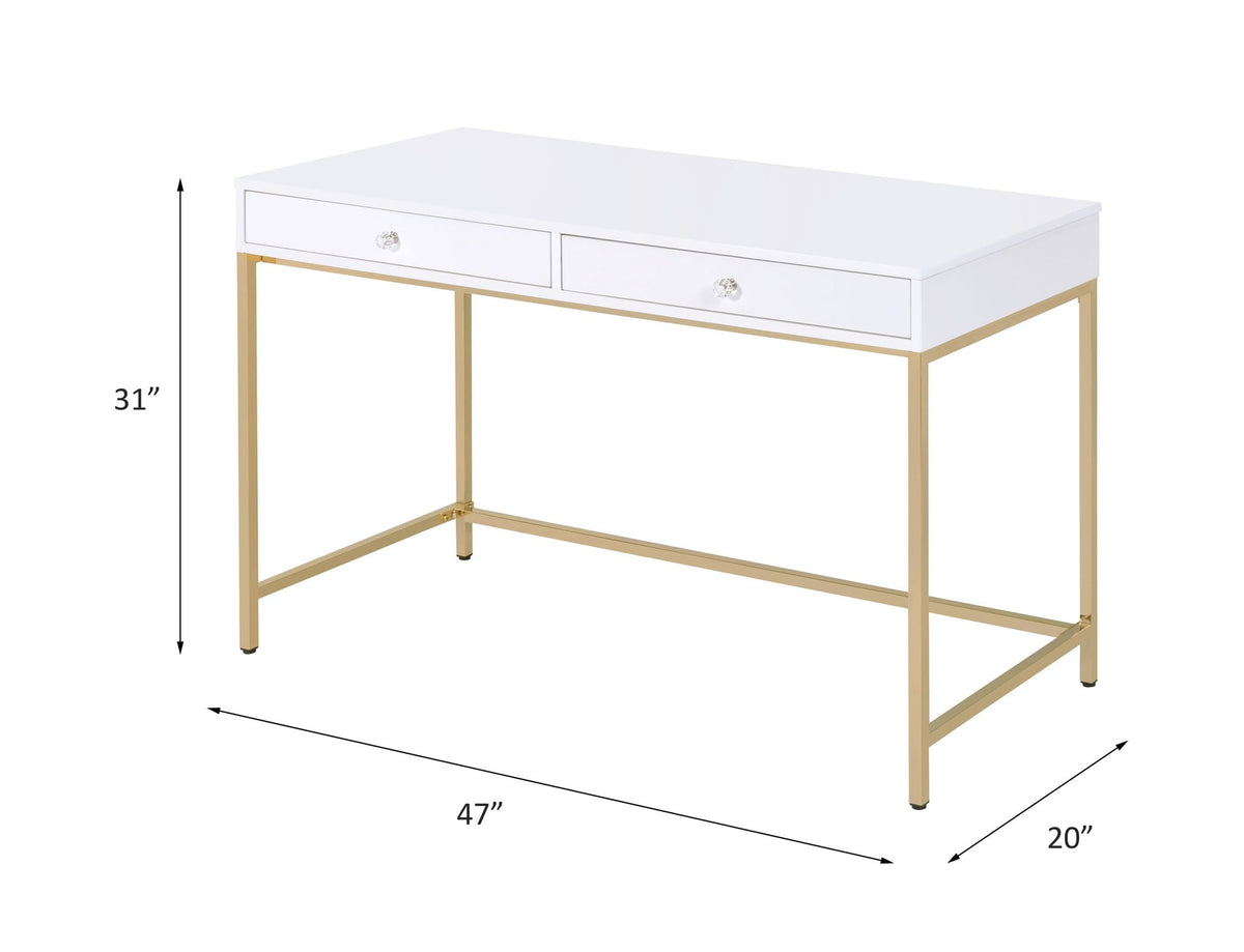 Urban Nest Ottey High Gloss Writing Desk with Metal Legs - view 3