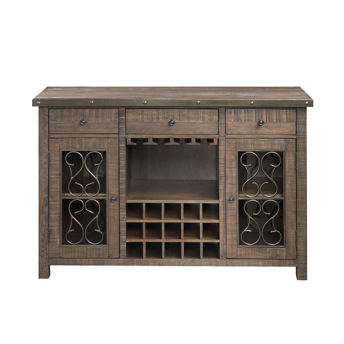 Raphaela - Server With Cup Holder & Wine Rack - Cherry - Best Buy Furniture