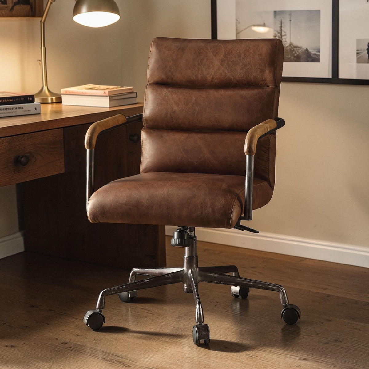 Urban Nest Retro Top Grain Office Chair with Swivel Function - view 8