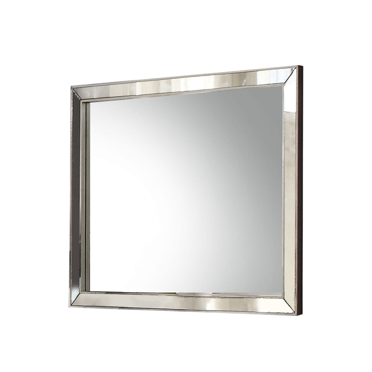 Urban Nest Voeville II Silver Wall Mirror with Wood Frame