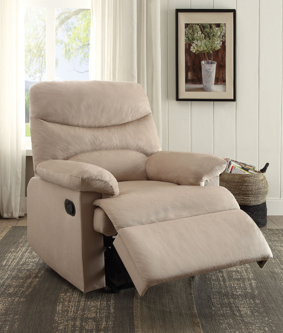 Urban Nest Woven Motion Recliner with Pillow-Top Arms in Beige